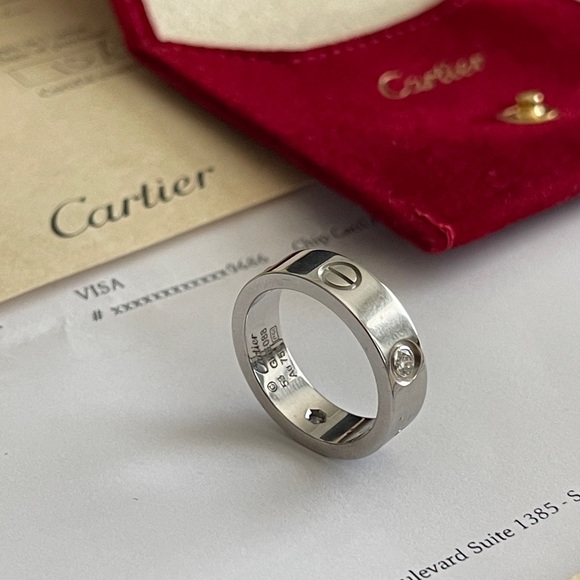 Cartier 3 Diamonds Love Ring, 18K White Gold. - Picture 2 of 9